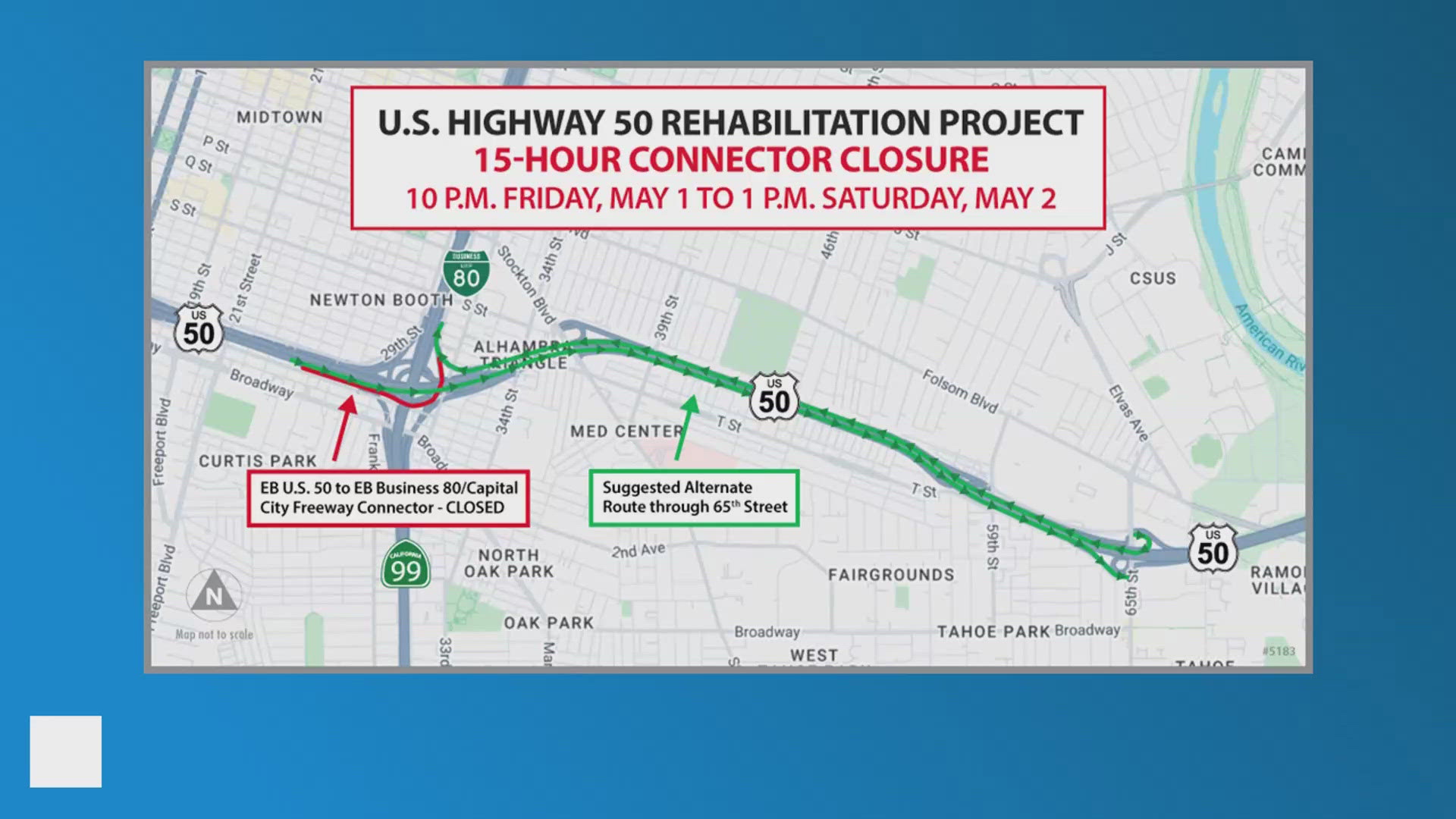 Sacramento drivers face 15-hour US 50 closure during weekend roadwork