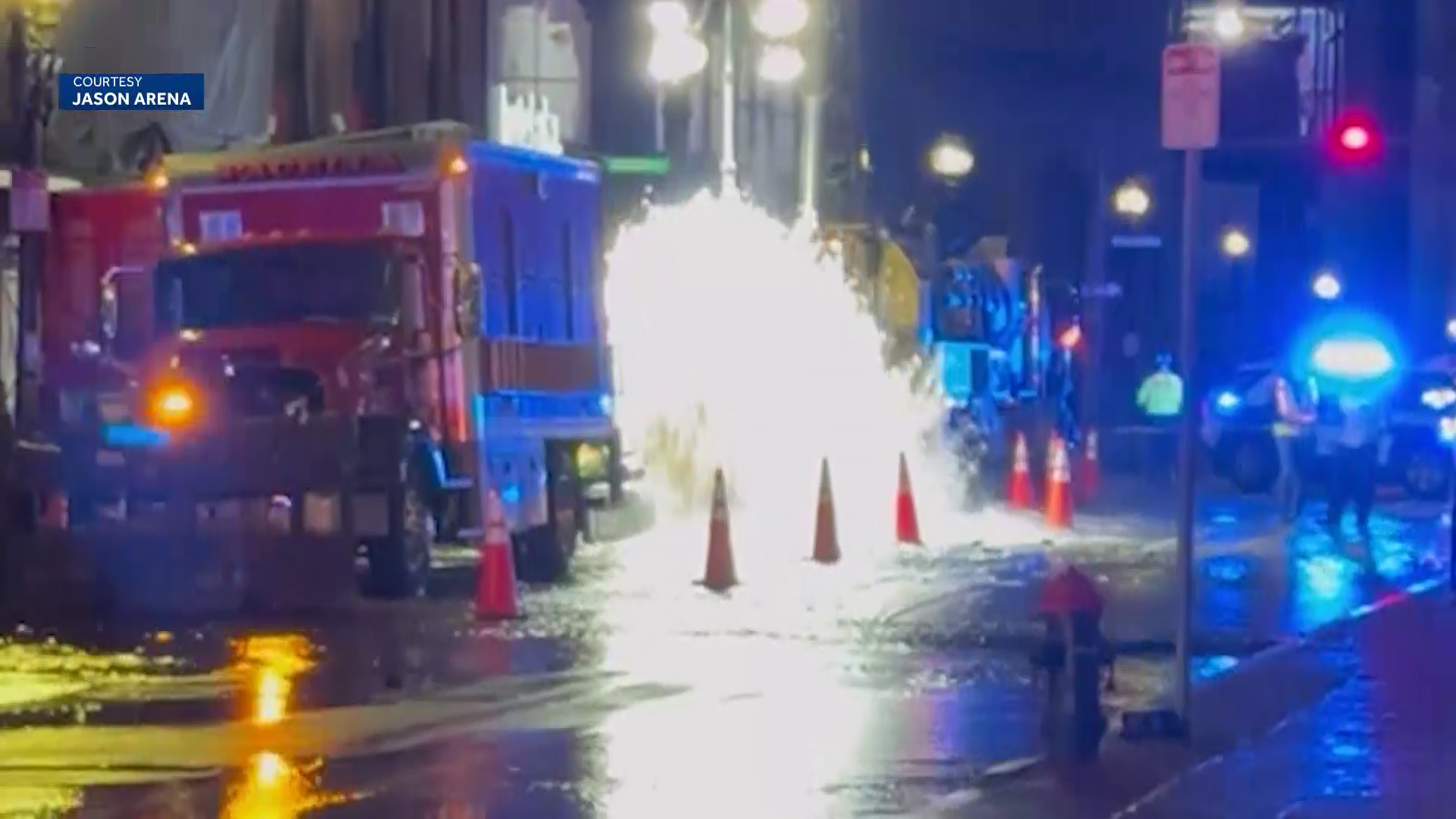 Water valve break shuts down Tremont Street in Boston, floods church