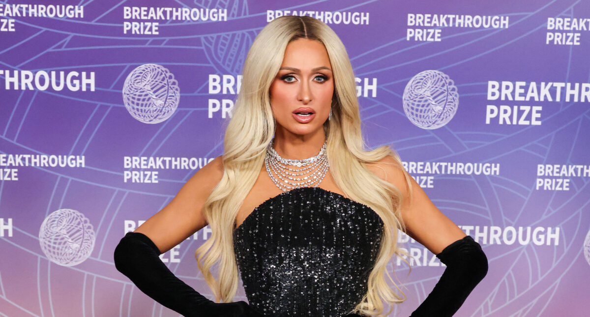 Paris Hilton wears sheer jellyfish dress on the blue carpet