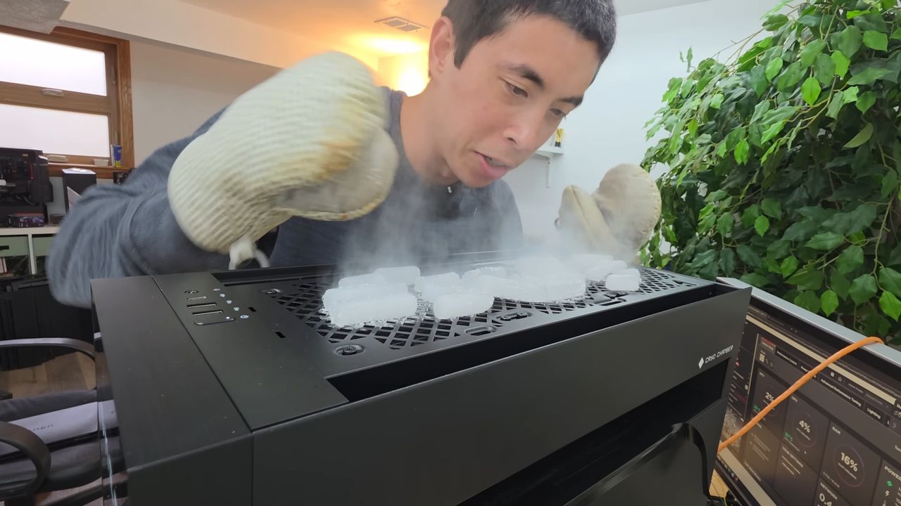 Dry ice can cool a gaming PC. Well, this one, anyway