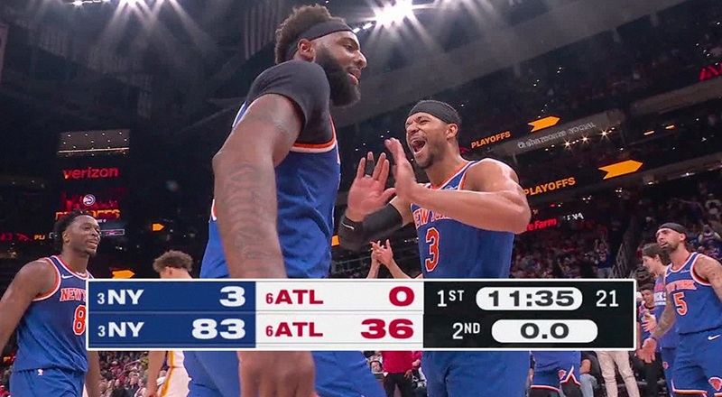Knicks set NBA playoff record with 47-point halftime lead over Hawks ...