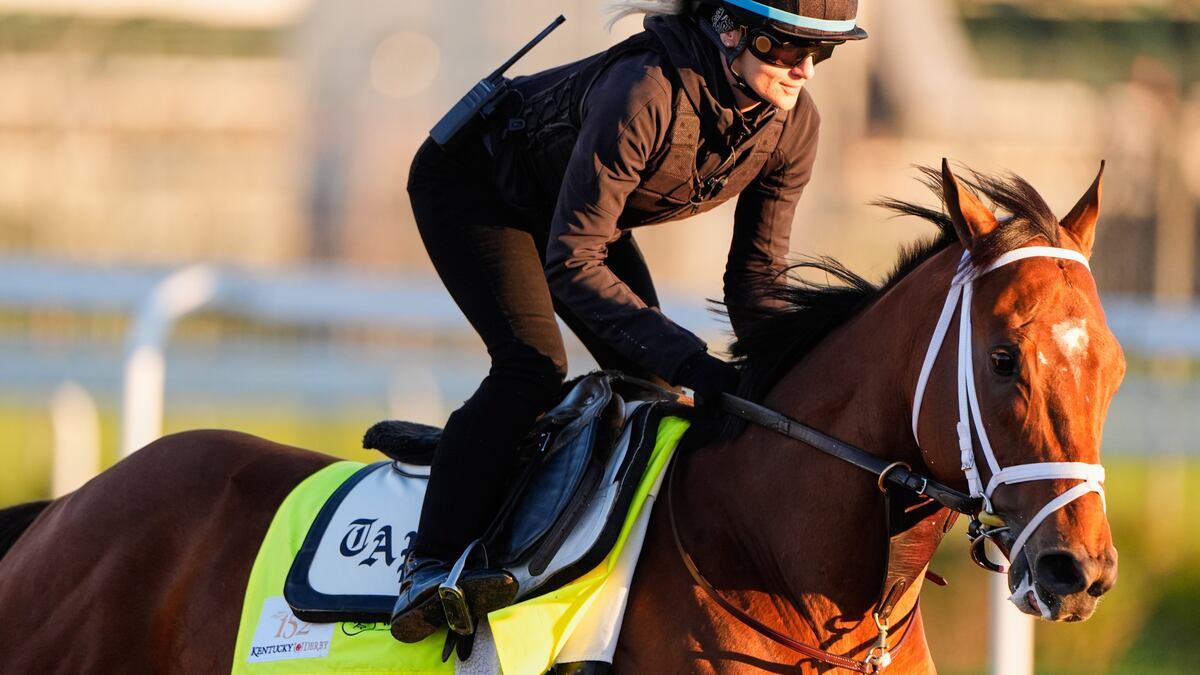 Kentucky Derby entrant Renegade works out at Churchill Downs Thursday in Louisville, Ky. Todd Pletcher-trained Renegade opened as the favorite in the 20-horse field. ©Charlie Riedel