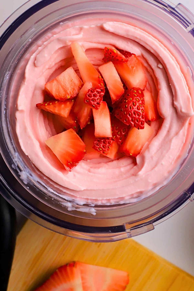 Low carb strawberry cottage cheese ice cream (Ninja Creami)