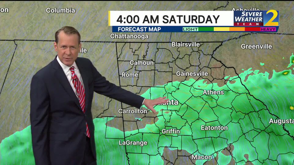 Rain moves in overnight, pushed out by Saturday afternoon