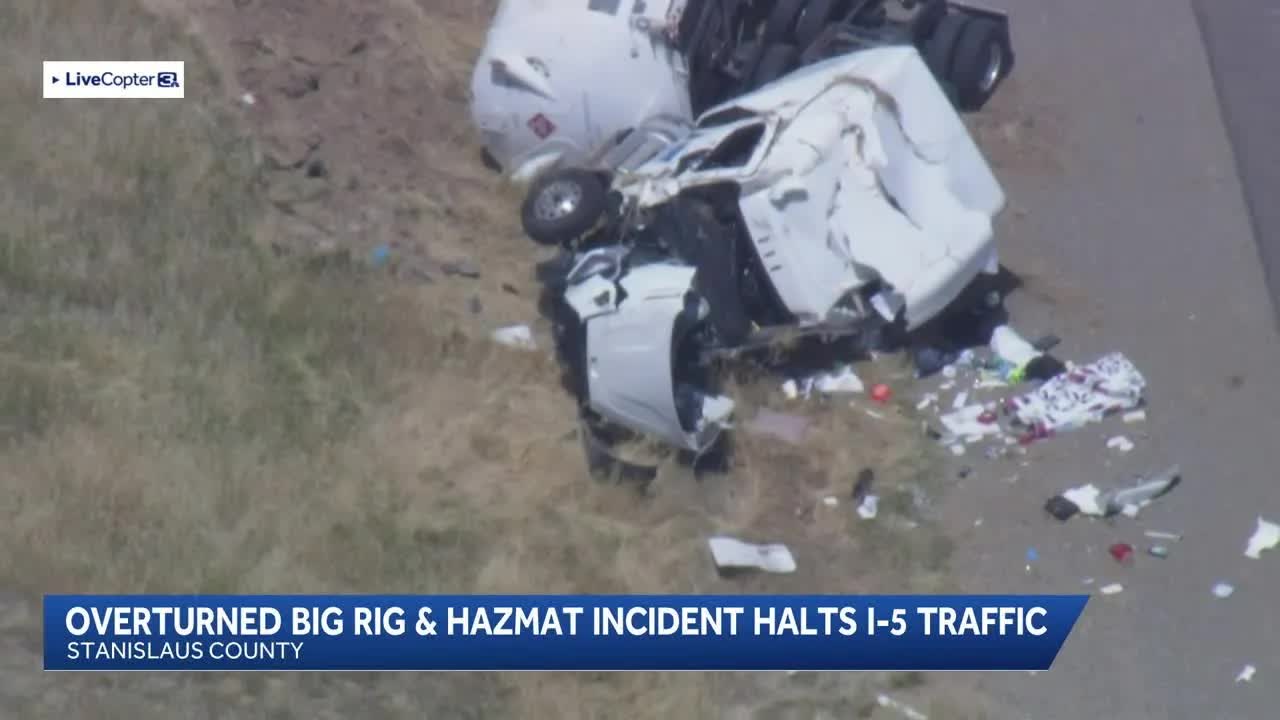 Overturned big rig, HazMat situation delays I-5 traffic in Stanislaus ...
