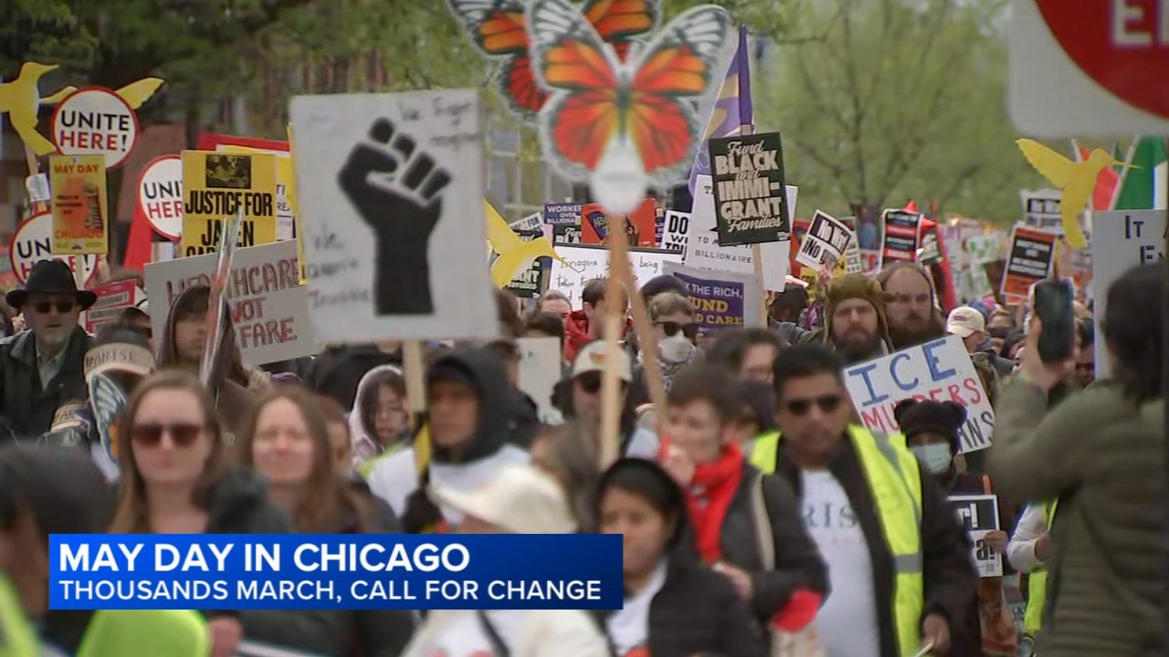 Thousands participate in May Day rally, march downtown Chicago ...