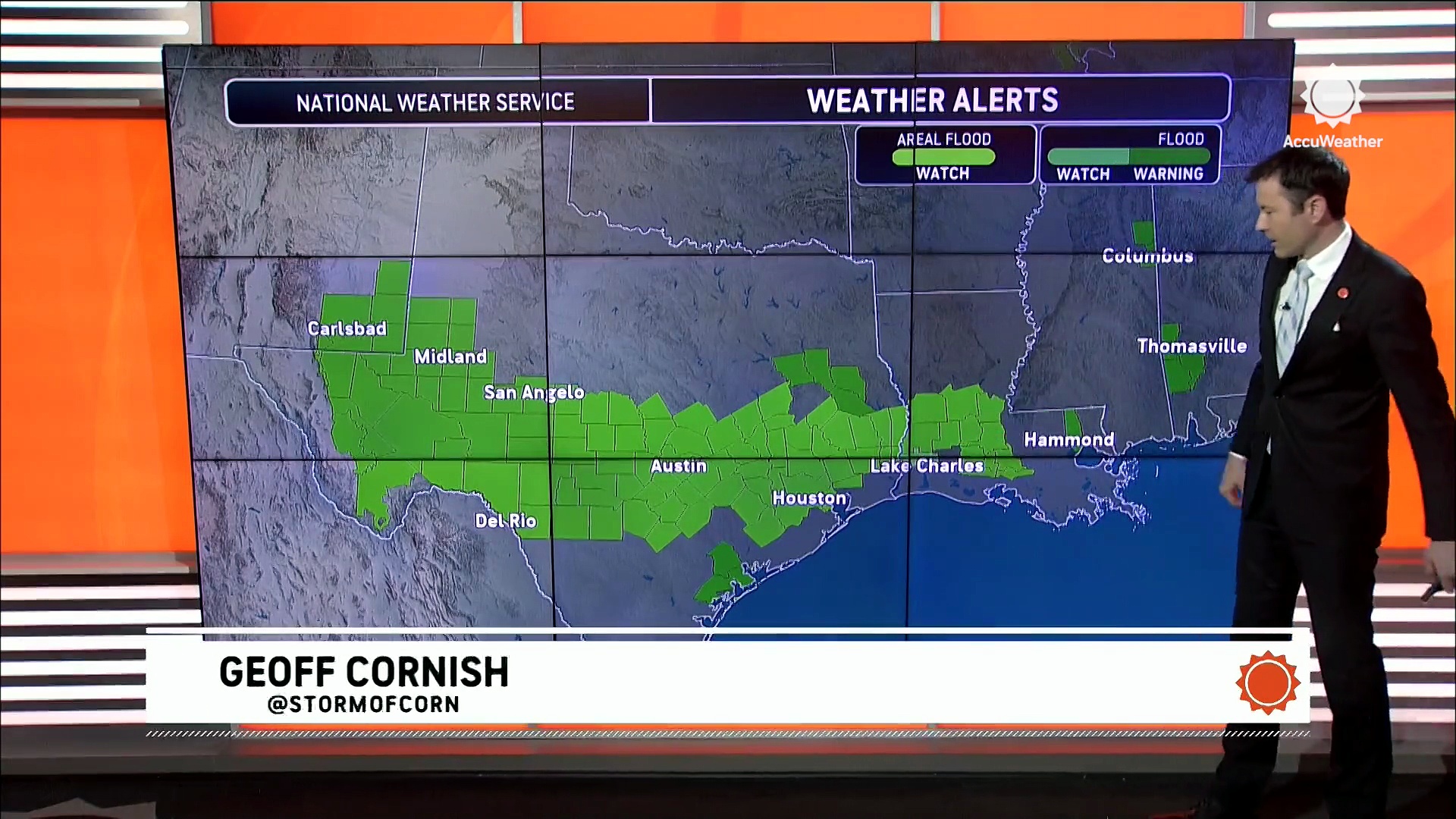 Heavy rain leads to flood concerns from Texas to Georgia