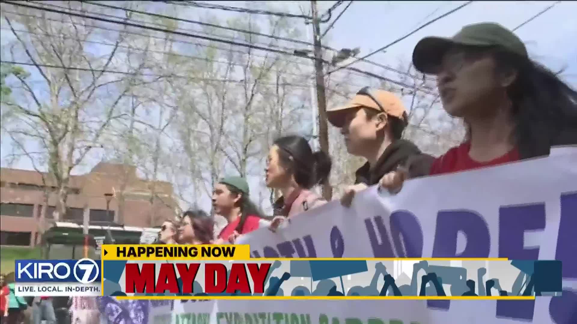 Peaceful protests in Seattle for May Day