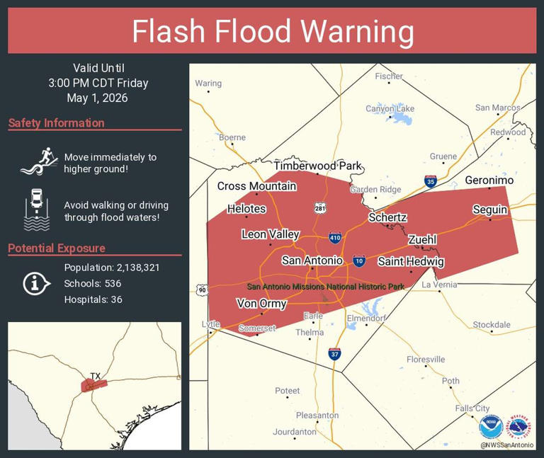 Flash flood warning in San Antonio extended until 3 p.m. More heavy ...