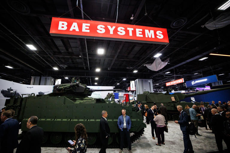 The BAE Systems booth on the exhibit floor of the Association of the US Army Defense Show in Washington, DC.