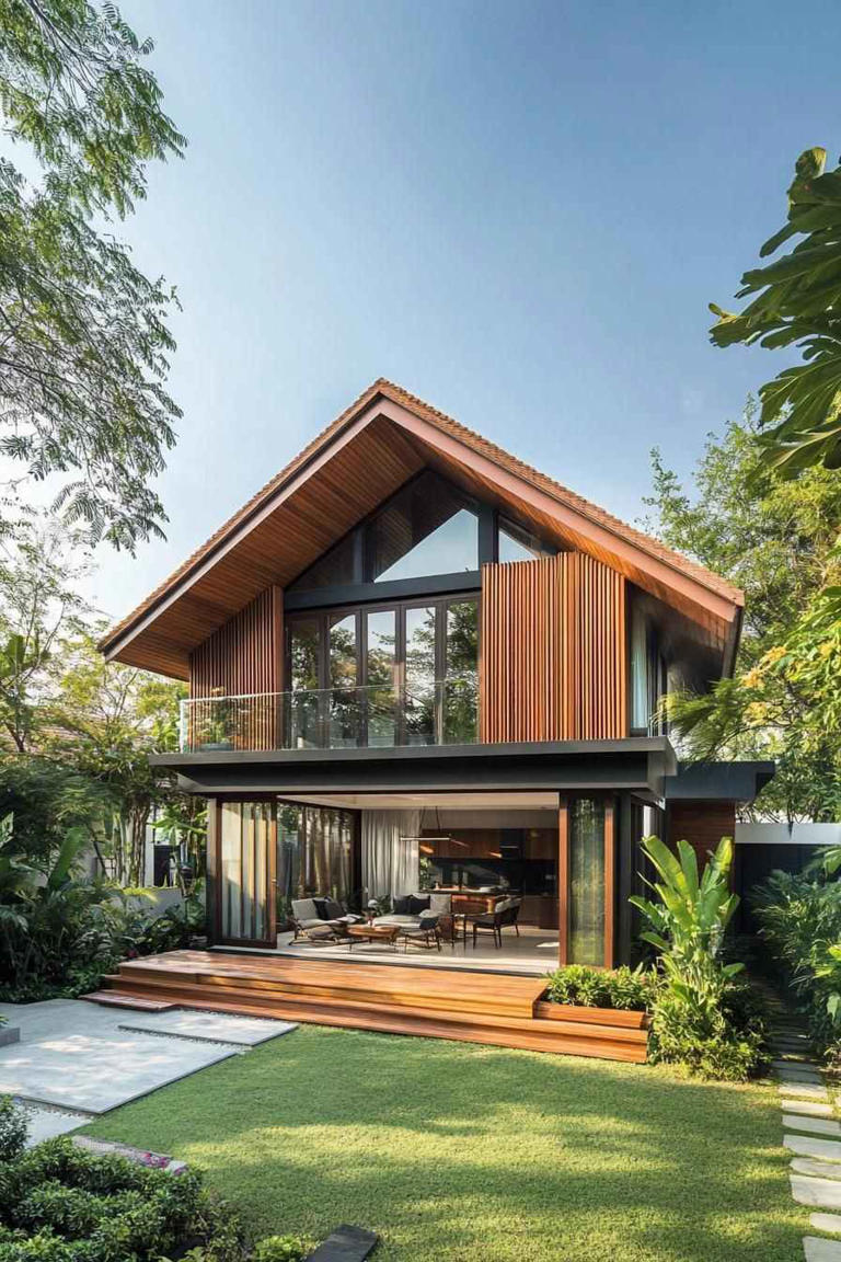 Sentuhan alami, ini 7 desain rumah kayu minimalis modern