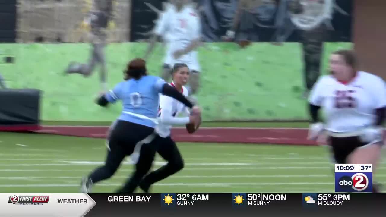 Green Bay East girls flag football team plays inaugural league game
