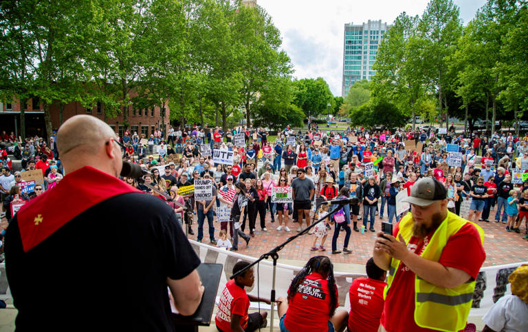 Buncombe over billionaires May Day rally: more public school funding