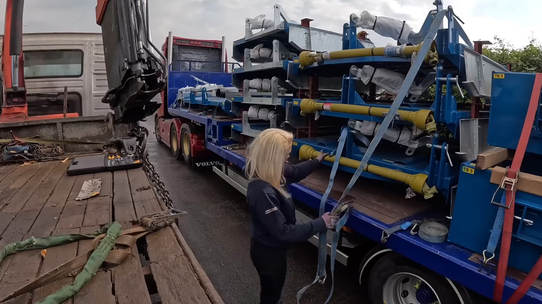 Unloading a full truck on the roadside