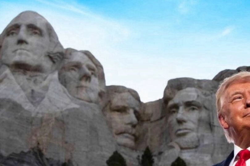 Another image Trump shared showing himself alongside the faces of famous presidents on Mount Rushmore