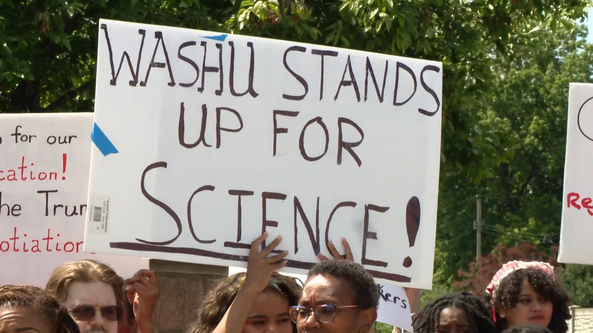 WashU grad workers protest funding cuts, call for support for ...