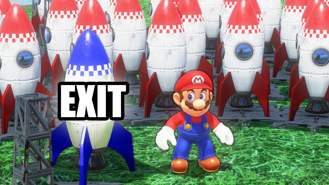 Mario must find the only rocket that can escape this level