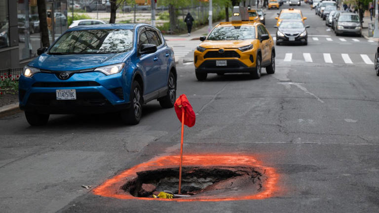 Monster NYC pothole wreaking havoc on community even after city 'fixes ...