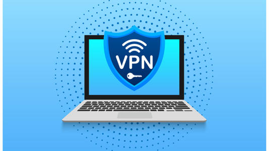 A vector of a VPN logo on a laptop