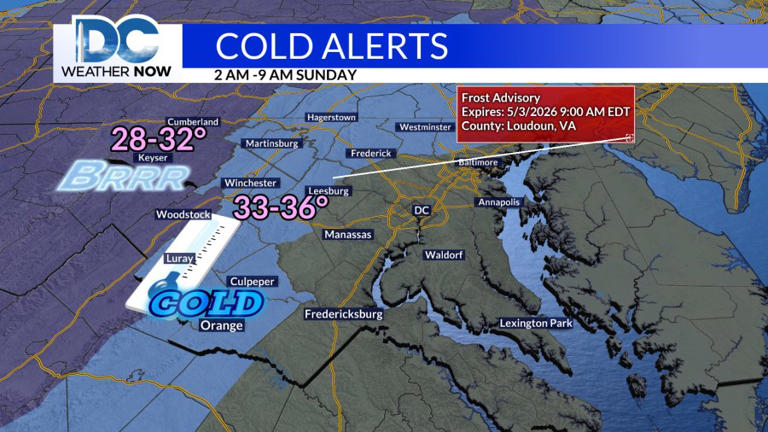 A frosty night ahead with temps below freezing for some