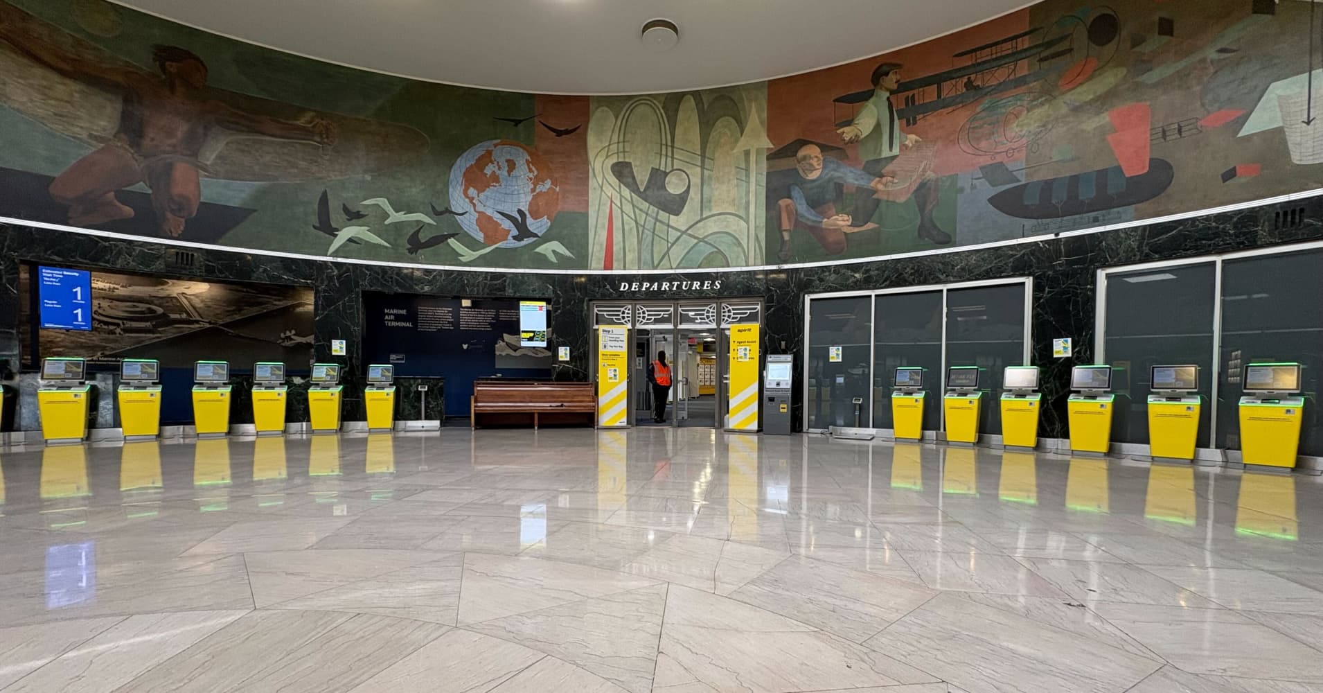 Spirit Airlines kiosks at New York's LaGuardia Airport on May 2, hours after the carrier shut down.