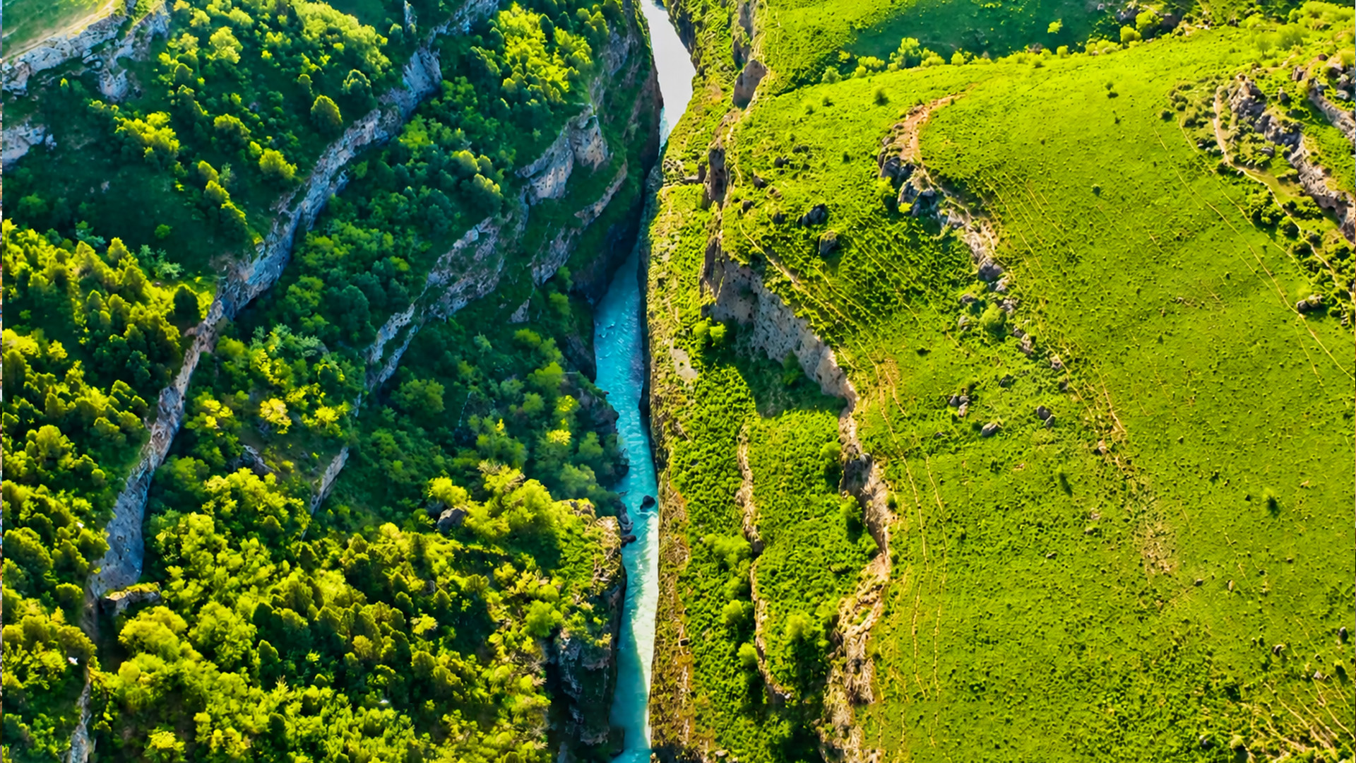 A deep canyon river hidden in Aksu-Zhabagly Reserve
