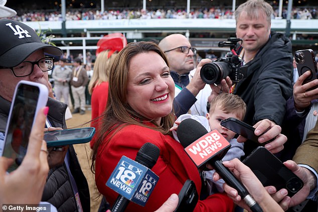 Emotional moment Cherie DeVaux celebrates Kentucky Derby victory