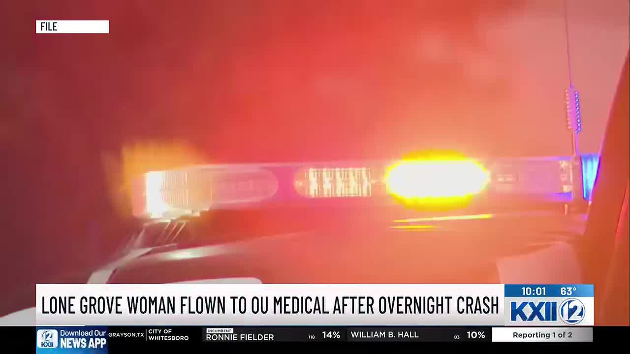 Healdton woman flown to hospital after crashing into tree near Lone Grove
