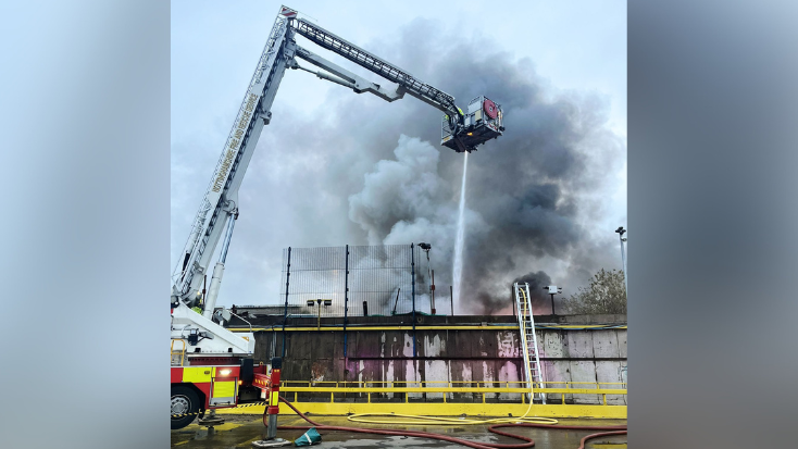 Firefighters tackle blaze at recycling plant