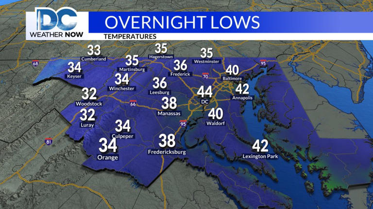A frosty night ahead with temps below freezing for some