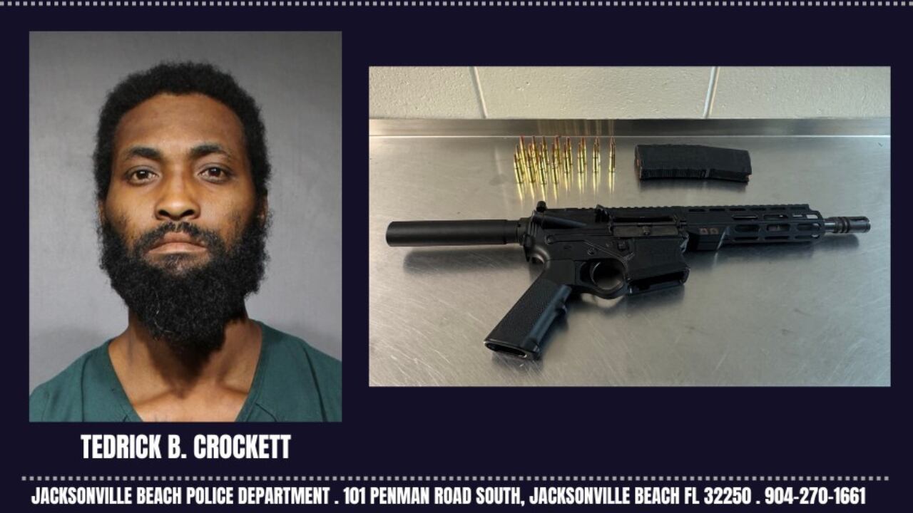Convicted felon arrested at Jacksonville Beach with loaded AR-style pistol