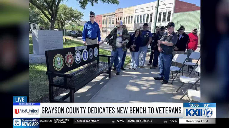 Veterans memorial bench dedicated at Grayson County Courthouse