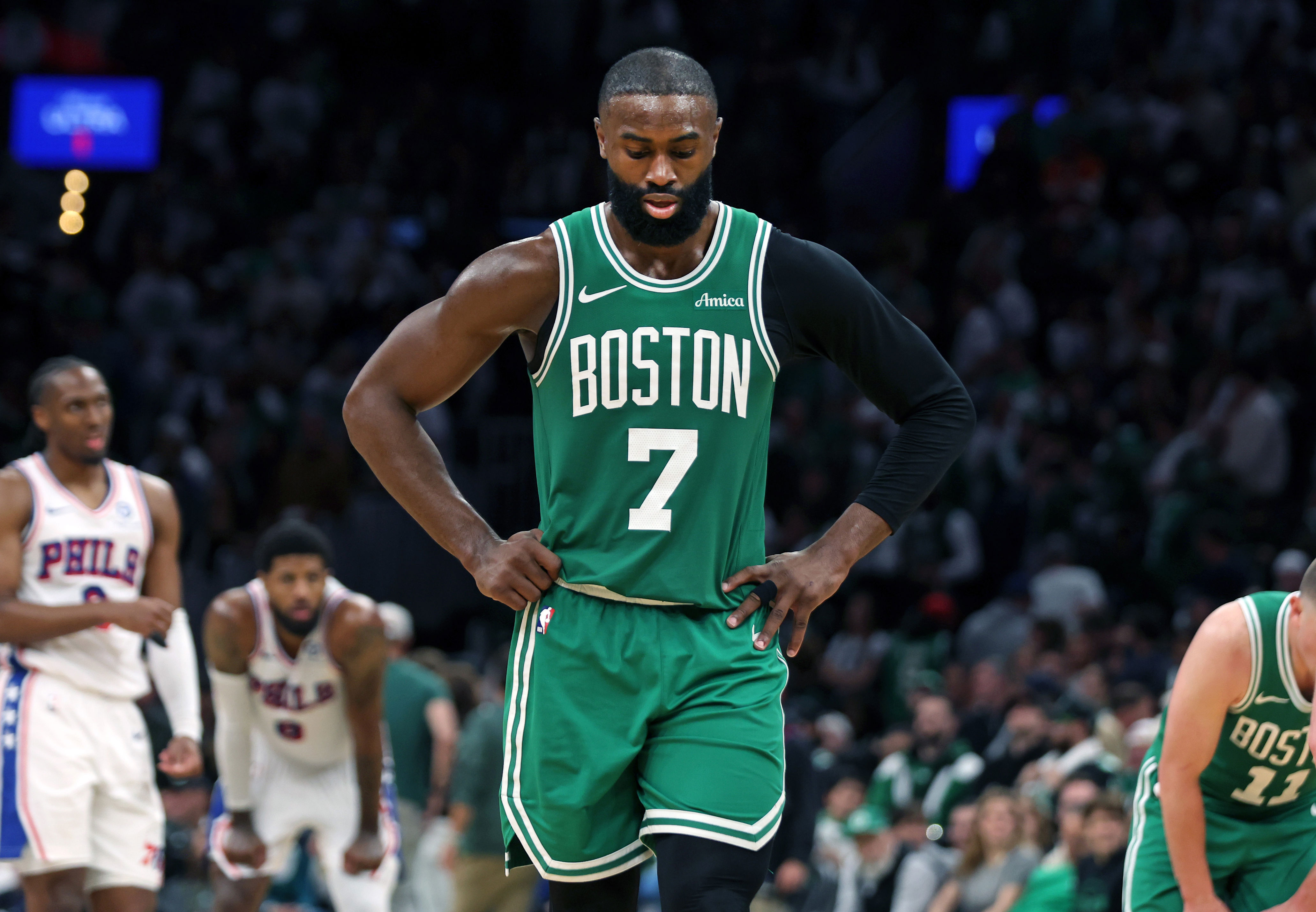 Jaylen Brown accuses Joel Embiid of 'flopping around,' blames refs after Celtics' Game 7 loss to Sixers