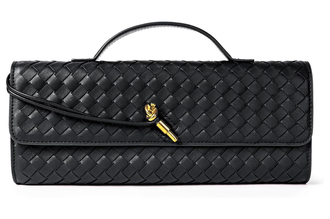 Joryin Woven Purse for Women Evening Clutch Woven Leather Handbags Crossbody Bag Purse Formal Evening Bag, Vegan Leather