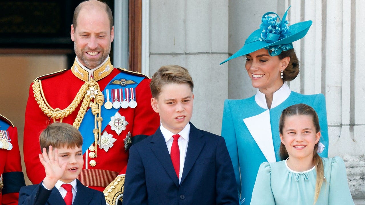 Princess Charlotte with her parents, Kate Middleton and Prince William, and her brothers, Princes George and Louis, in 2025.
