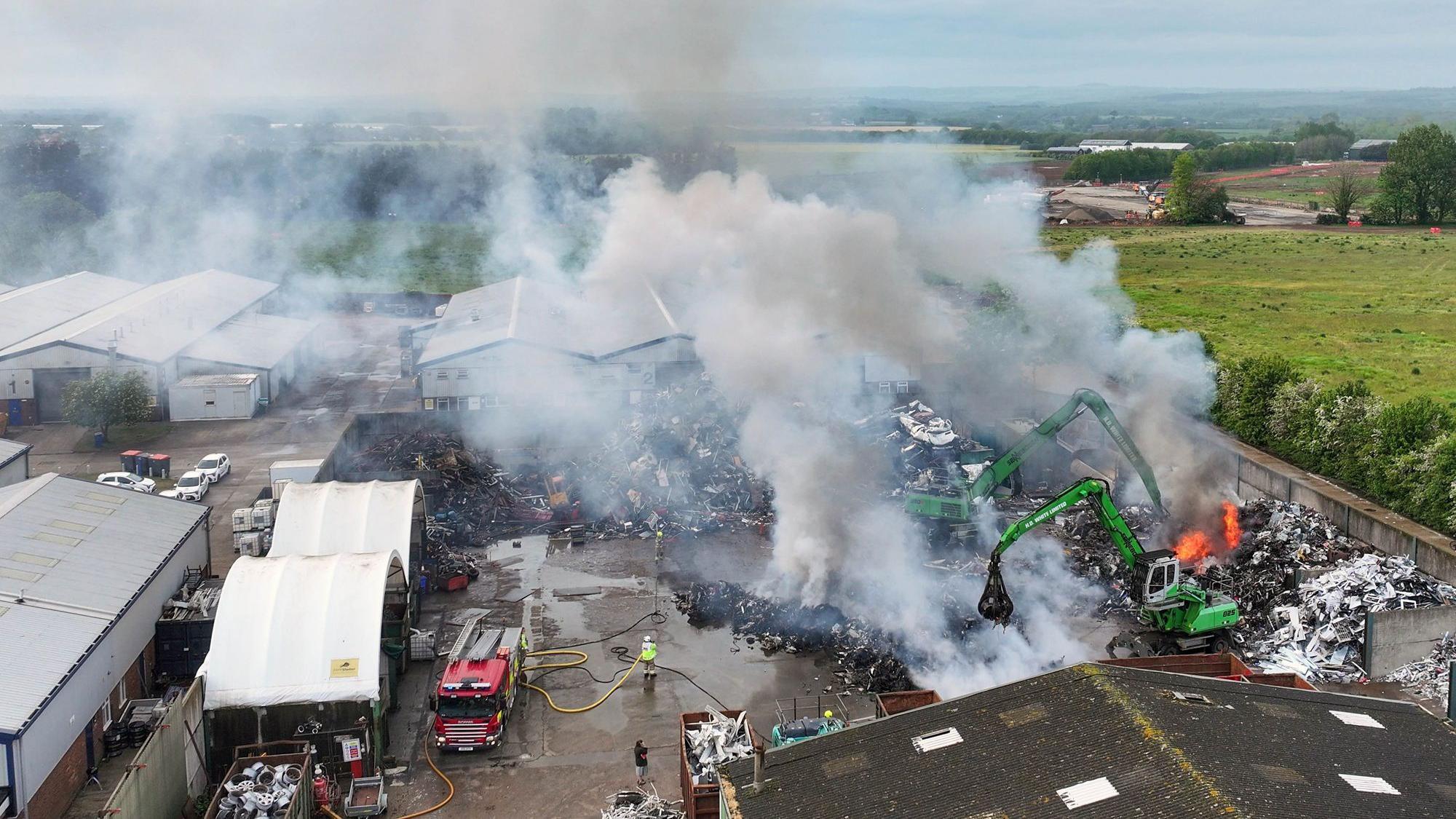 Fire breaks out at scrap metal yard