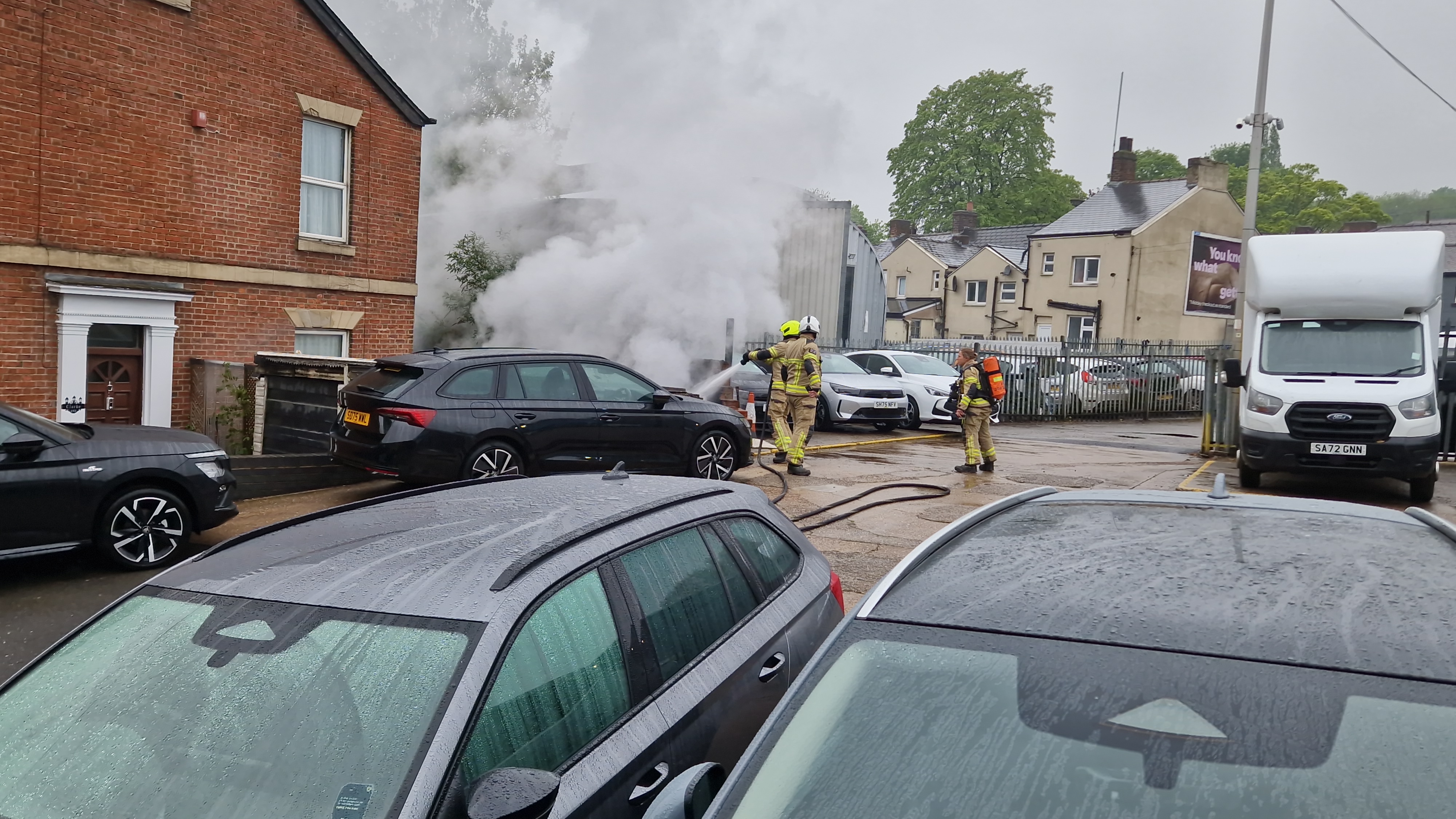Dramatic pictures as firefighters battle fire near Sheffield car ...