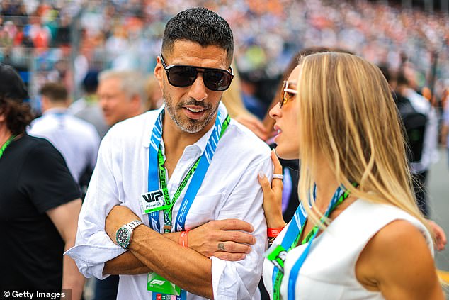 Messi's good friend and Miami teammate Luis Suarez was on the grid with wife Sofia Balbi