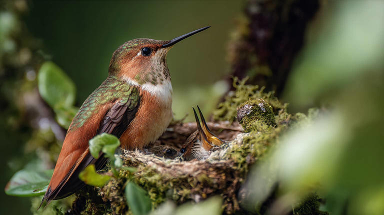 Hummingbird mom feeds her tiny chick in rare video, and it's incredible ...