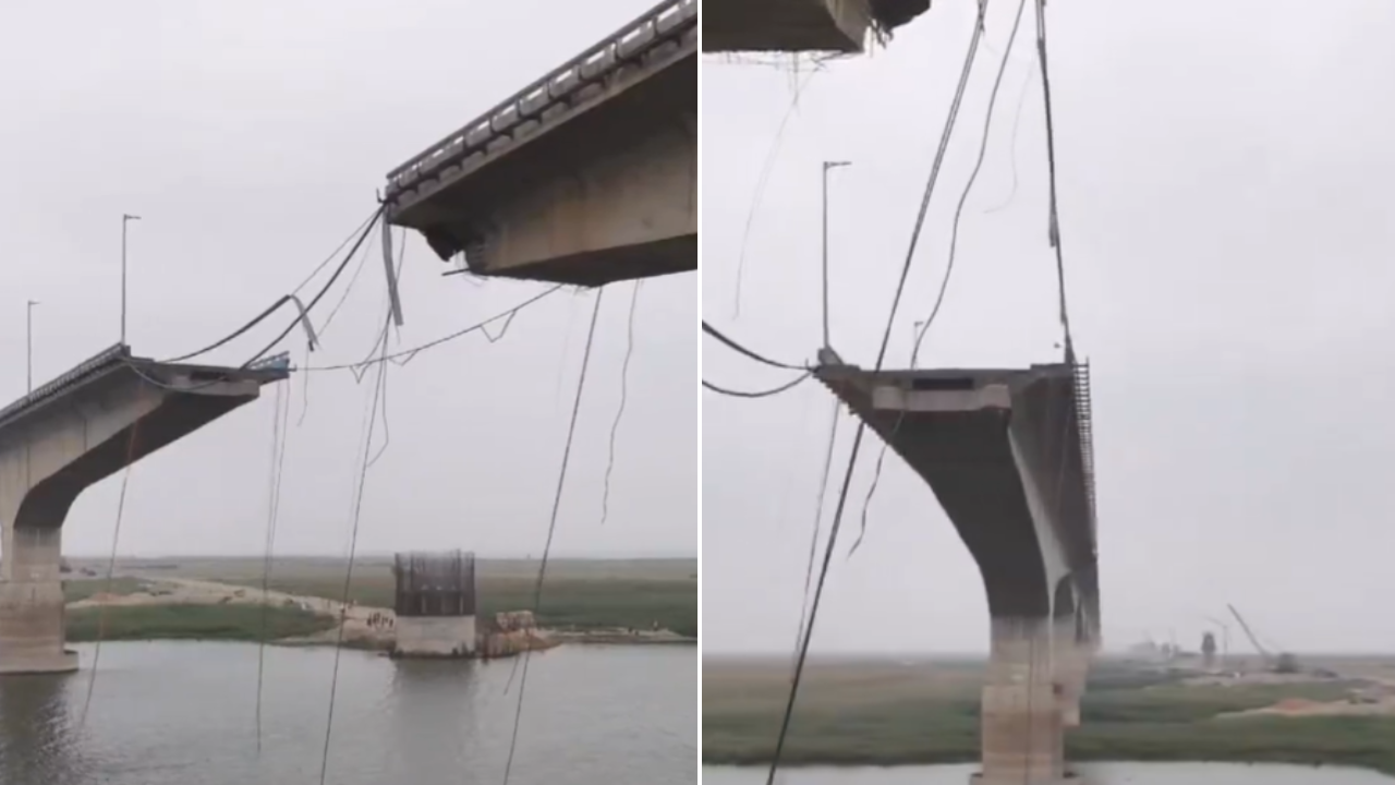 Part of Vikramshila Setu collapses into Ganga River in Bihar, shocking ...