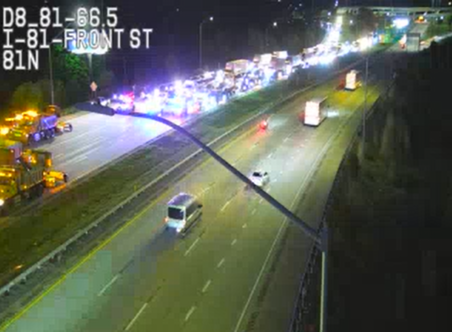 Road work causing traffic backups on Interstate 81 near Harrisburg