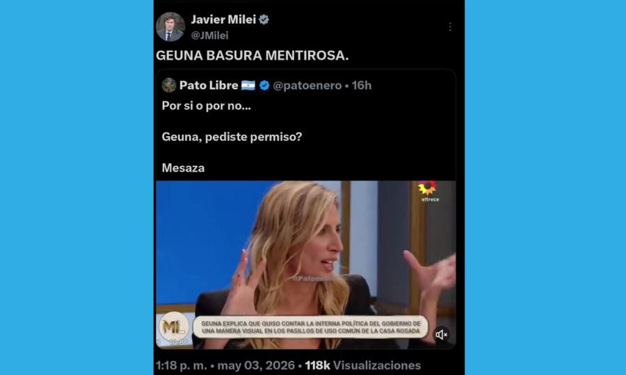 Javier Milei contra Luciana Geuna