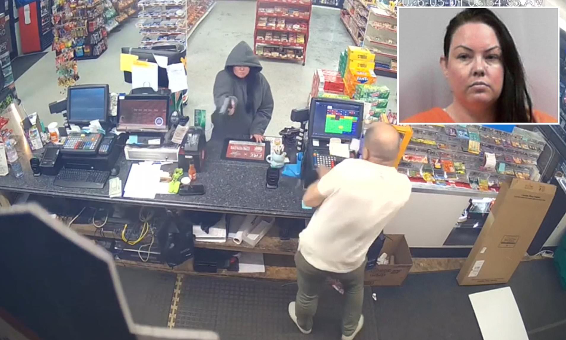 Gas station clerk narrowly avoids fatal shooting as crazed woman ...