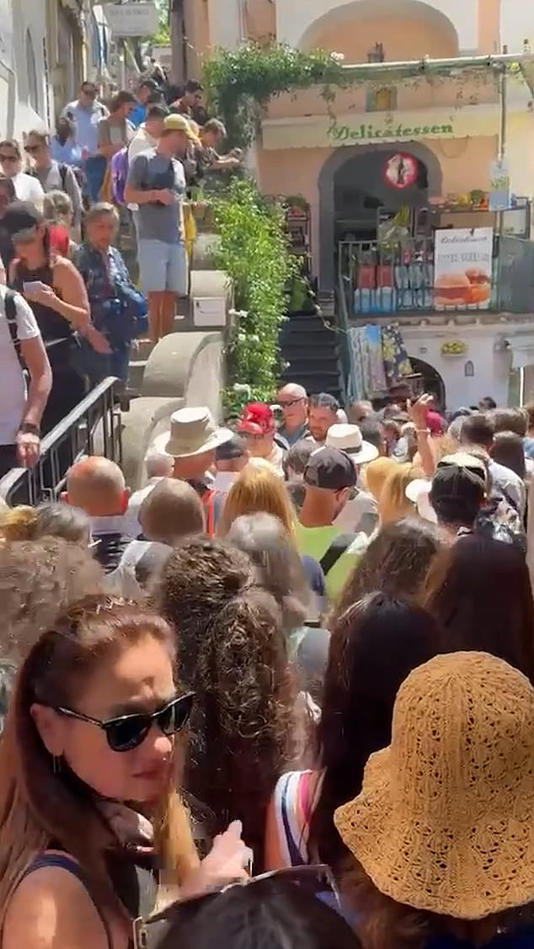 Hundreds of tourists clogged the streets of Positano on the Almalfi Coast in southern Italy in the latest episode of over tourism in the town