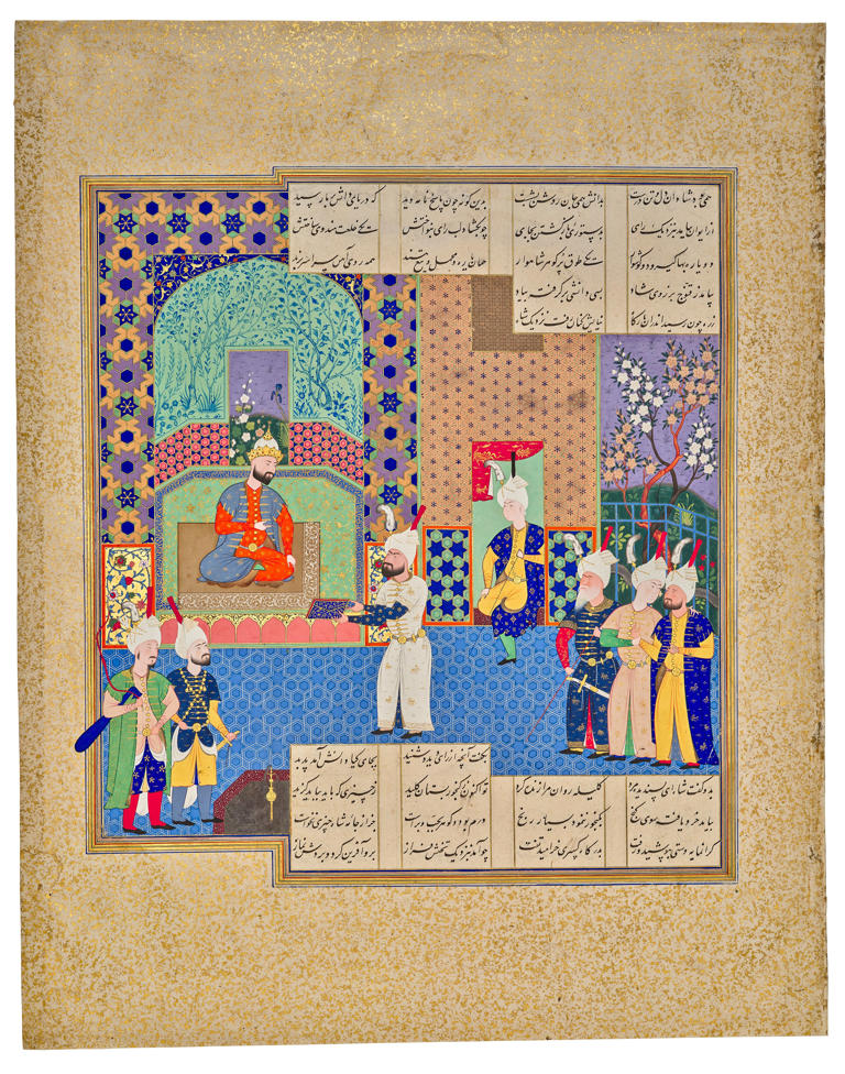 Shahnameh manuscript illustration, Safavid Empire, circa 1525–1540, 40.0 x 31.5 cm. /Courtesy of Doha Islamic Art Museum