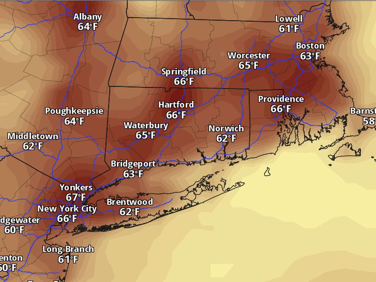Warmer weather moves in Monday in Connecticut. Rainy and cooler weather ...