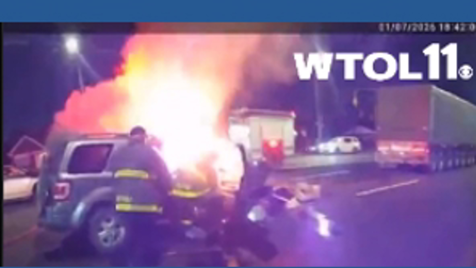 Detroit firefighter rescues woman from burning SUV after crash on West Side
