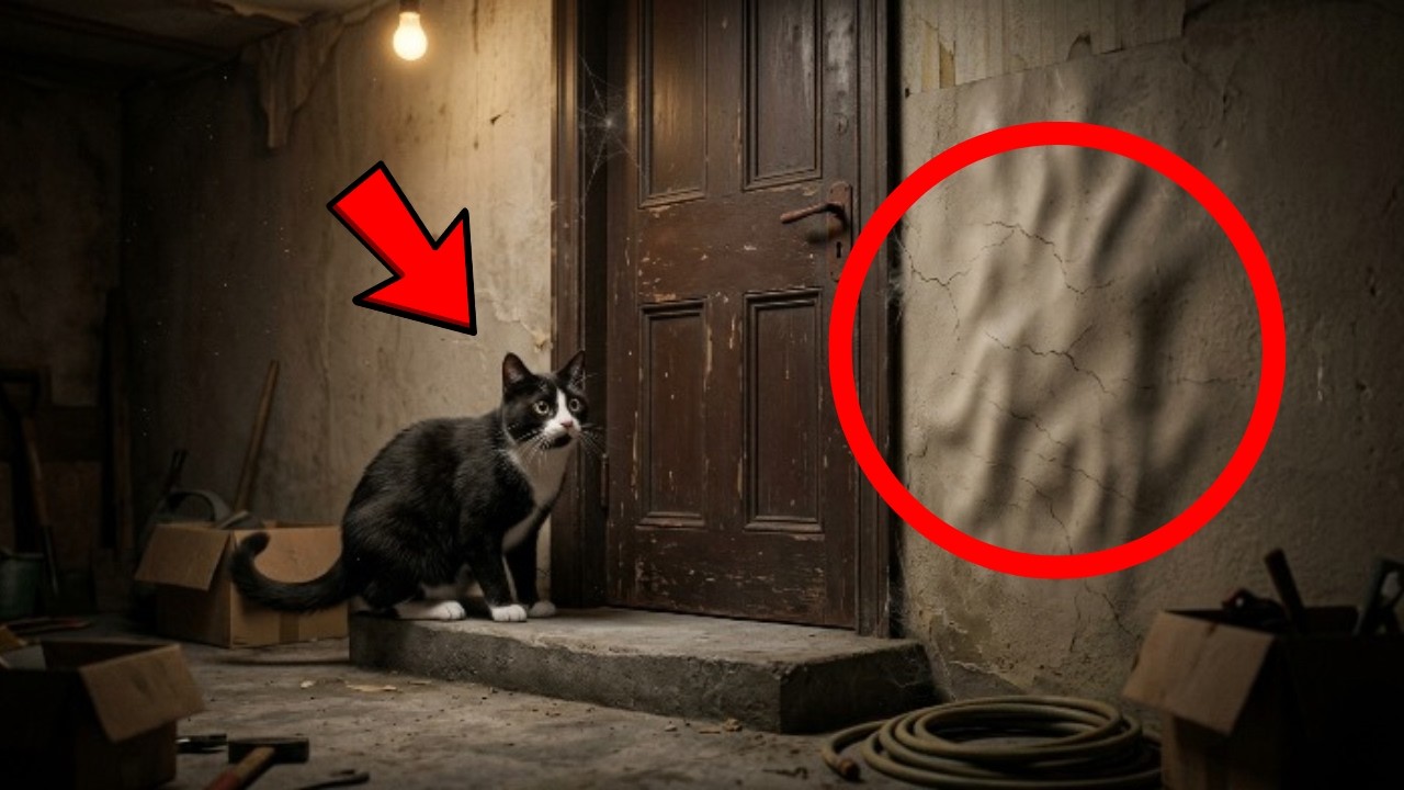 Cat kept staring at basement door… then the wall started breathing