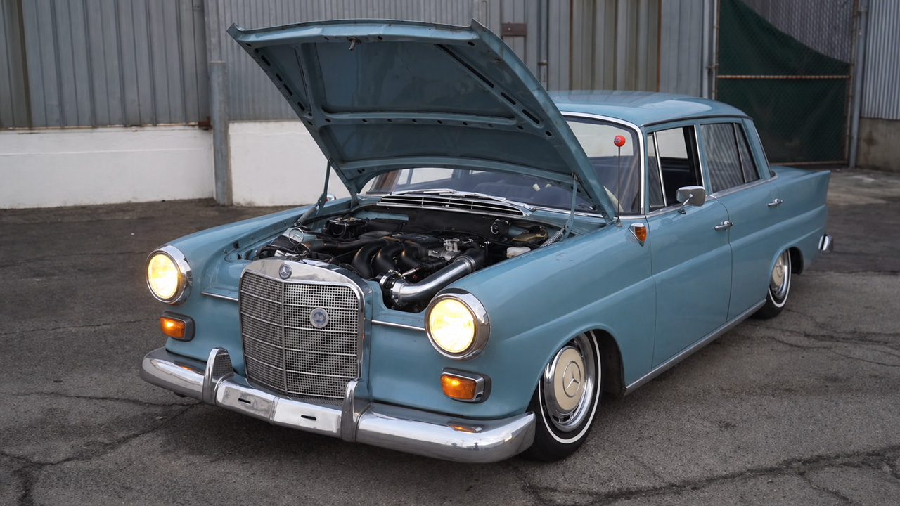 Classy '65 Mercedes with a beast turbo E30 engine swap