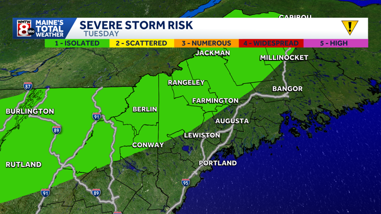 Warm with strong winds in Maine today with storms brewing Tuesday